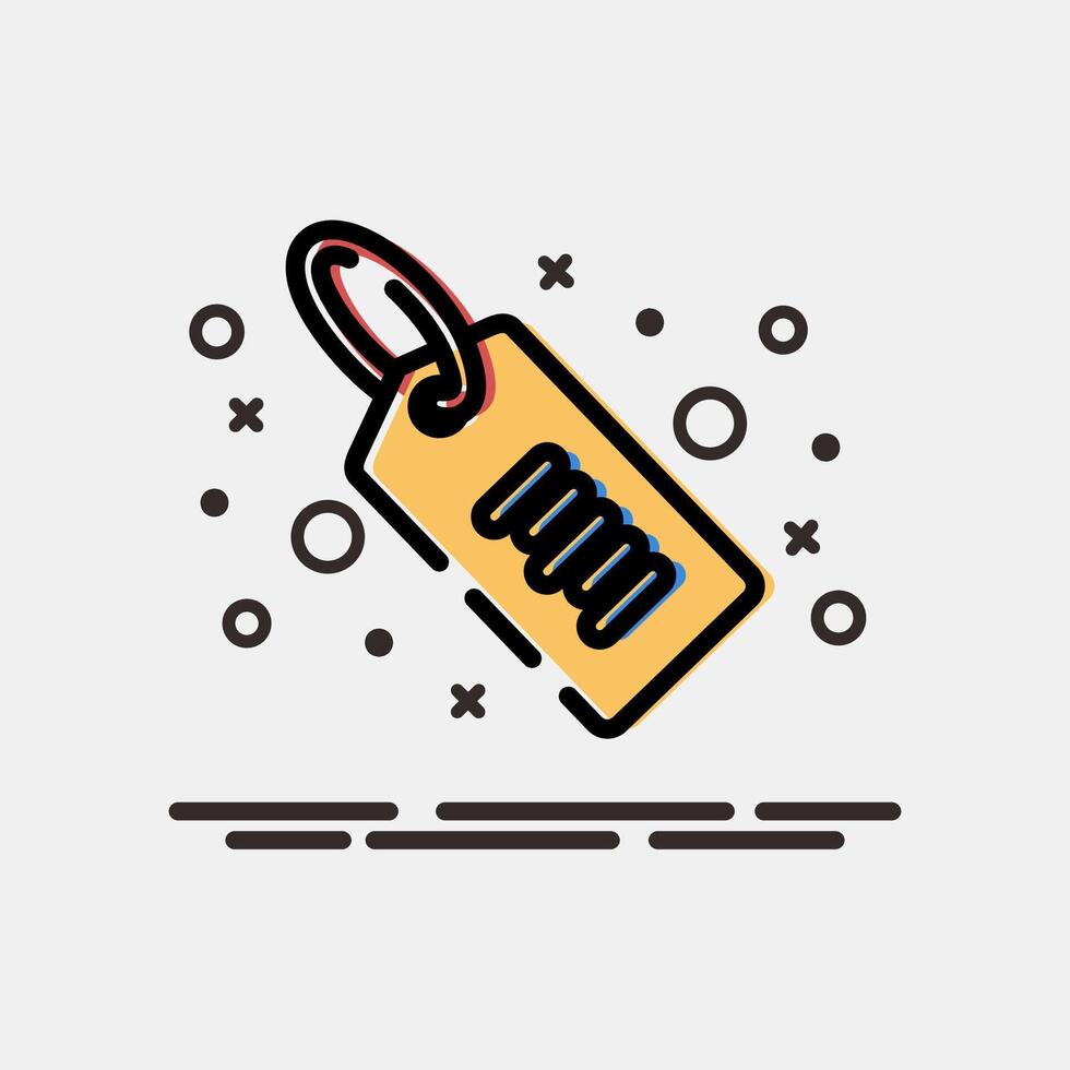 Icon product tag. Barcode and qr code elements. Icons in MBE style. Good for prints, posters, logo, advertisement,infographics, etc. vector