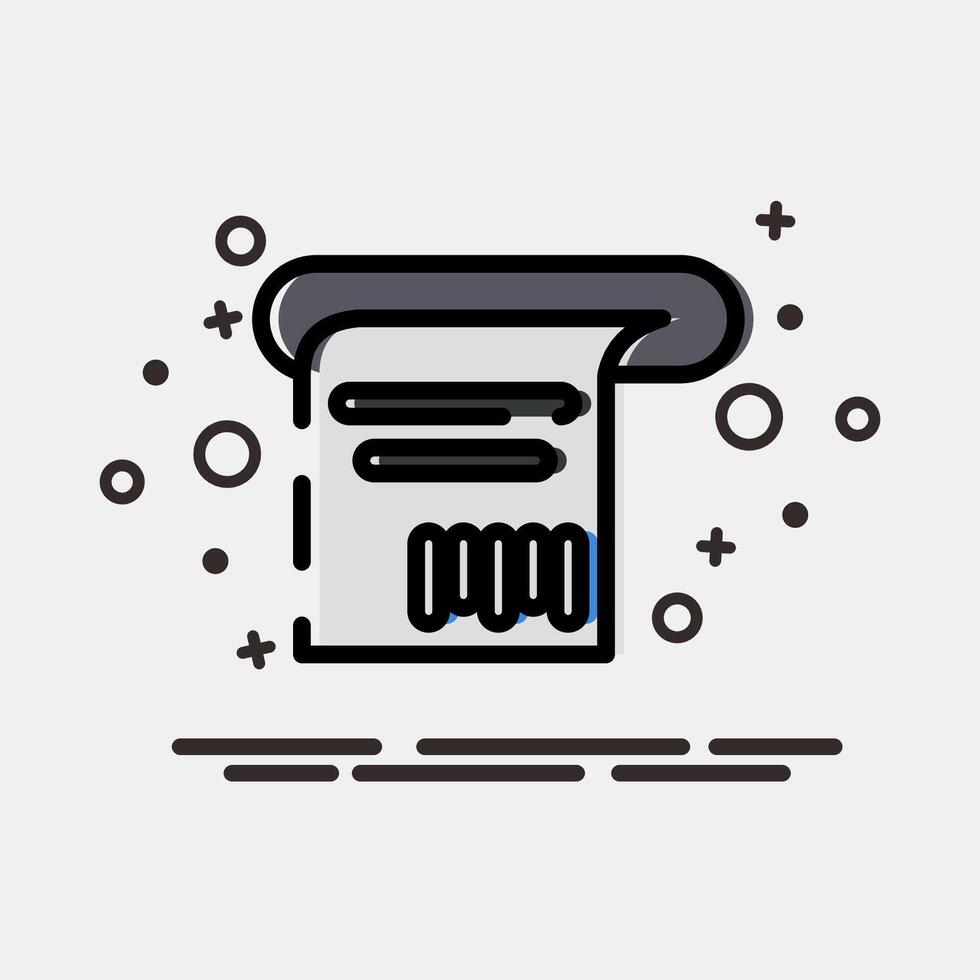 Icon receipt. Barcode and qr code elements. Icons in MBE style. Good for prints, posters, logo, advertisement,infographics, etc. vector