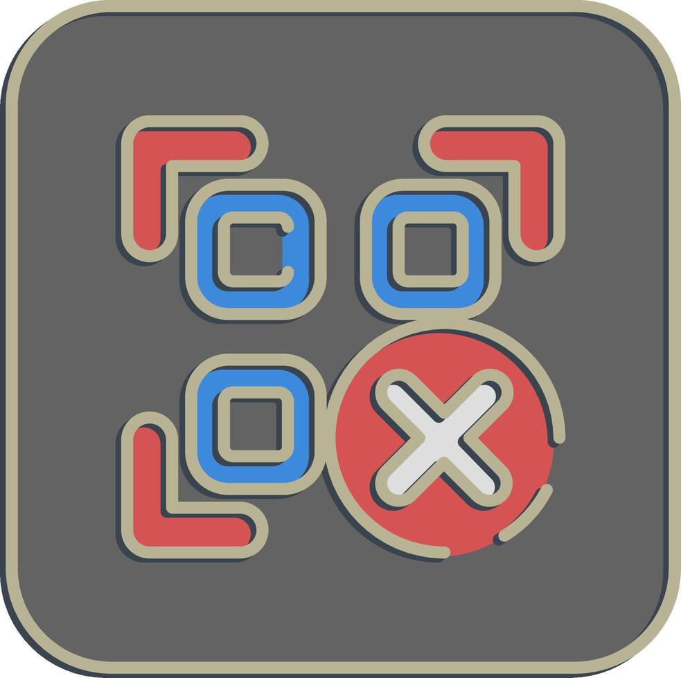 Icon rejected qr code. Barcode and qr code elements. Icons in embossed style. Good for prints, posters, logo, advertisement,infographics, etc. vector