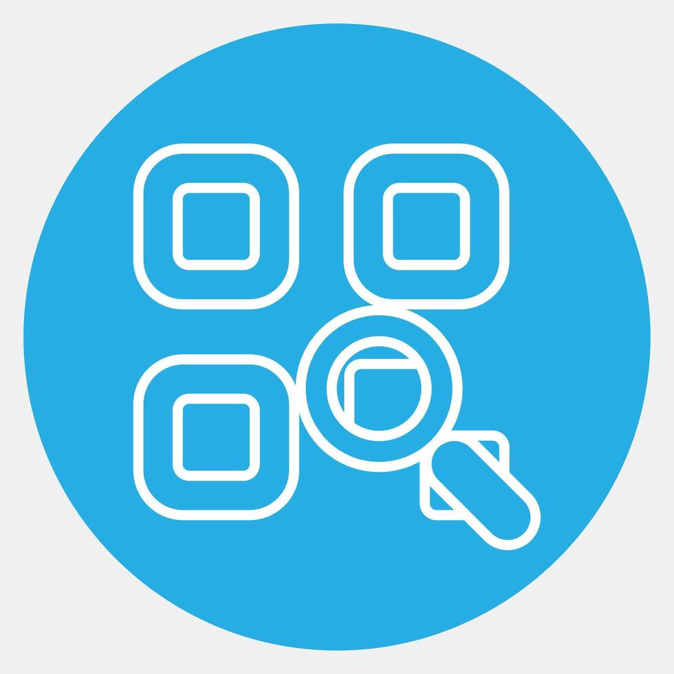 Icon qr code review. Barcode and qr code elements. Icons in blue round style. Good for prints, posters, logo, advertisement,infographics, etc. vector