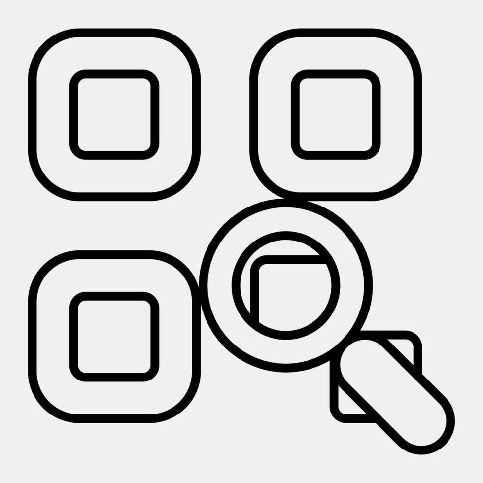 Icon qr code review. Barcode and qr code elements. Icons in line style. Good for prints, posters, logo, advertisement,infographics, etc. vector