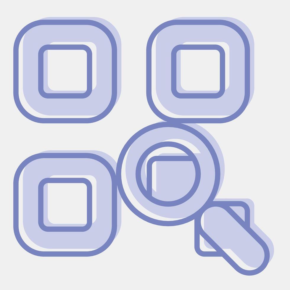 Icon qr code review. Barcode and qr code elements. Icons in two tone style. Good for prints, posters, logo, advertisement,infographics, etc. vector