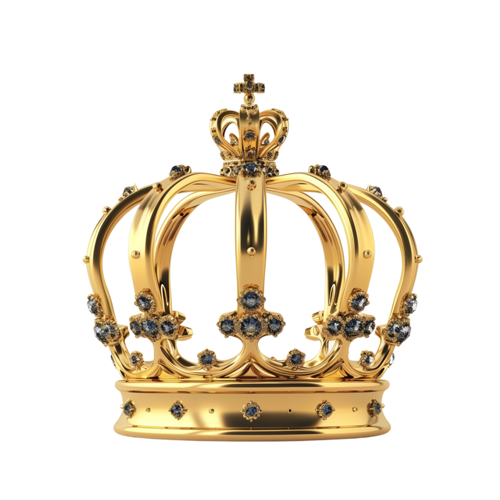 A golden crown, isolated on a transparent background png