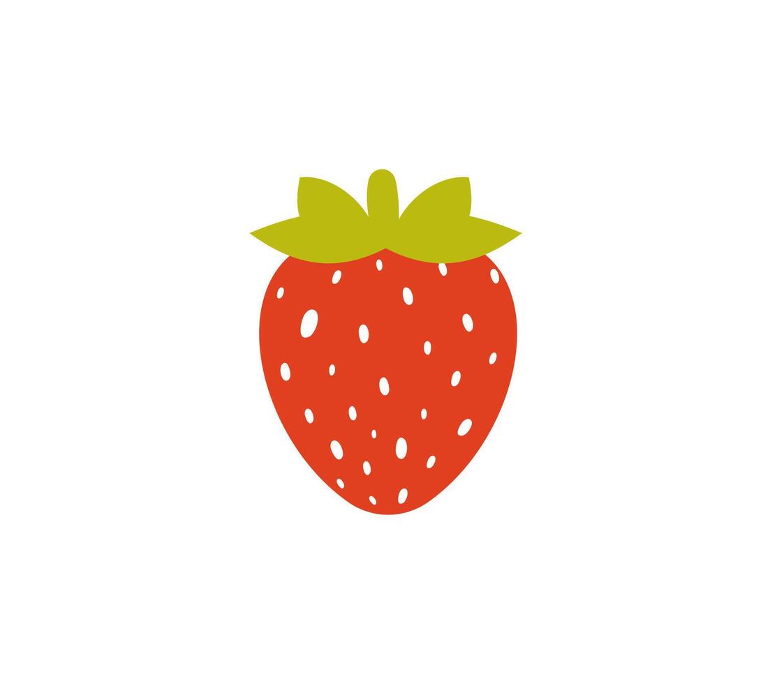 Strawberry isolated on white background. Simple hand drawn red summer fruit. Perfect for icon, logo, sticker, menu element and so on vector