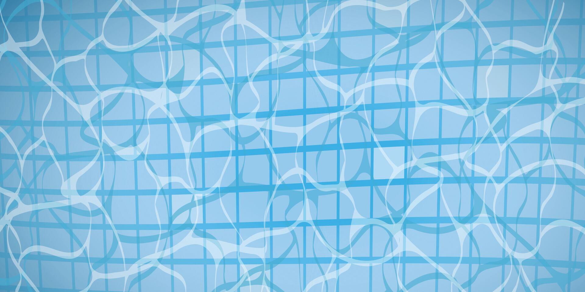 Swimming pool's surface, highlighted by transparent blue waves and a subtle grid layout underneath. The design captures the dynamic play of light and water vector