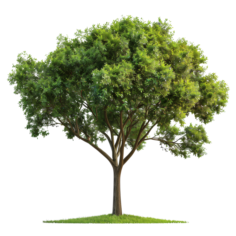 A green wide tree with lush foliage, isolated on a transparent background png