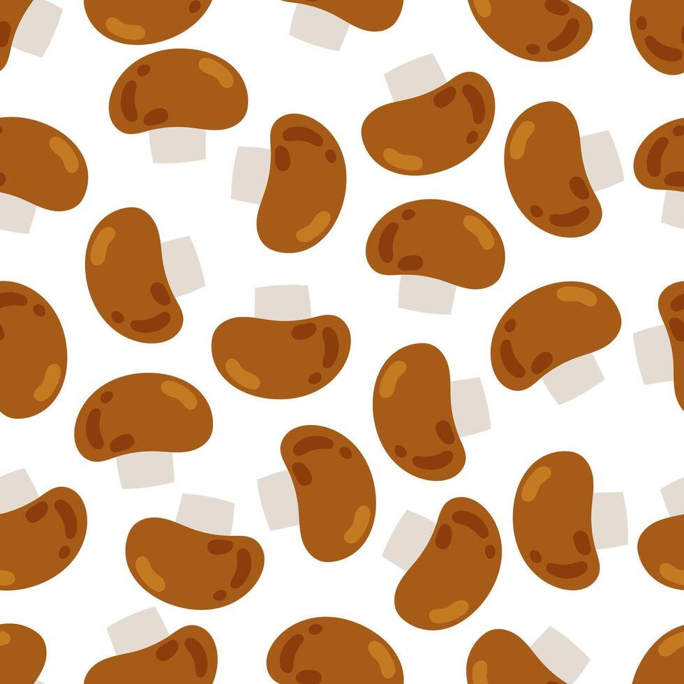 Seamless pattern with mushroom in flat style on white background. Healthy food. Cartoon mushroom in flat style. Vegetable. Pattern for textile, wrapping paper, background. vector