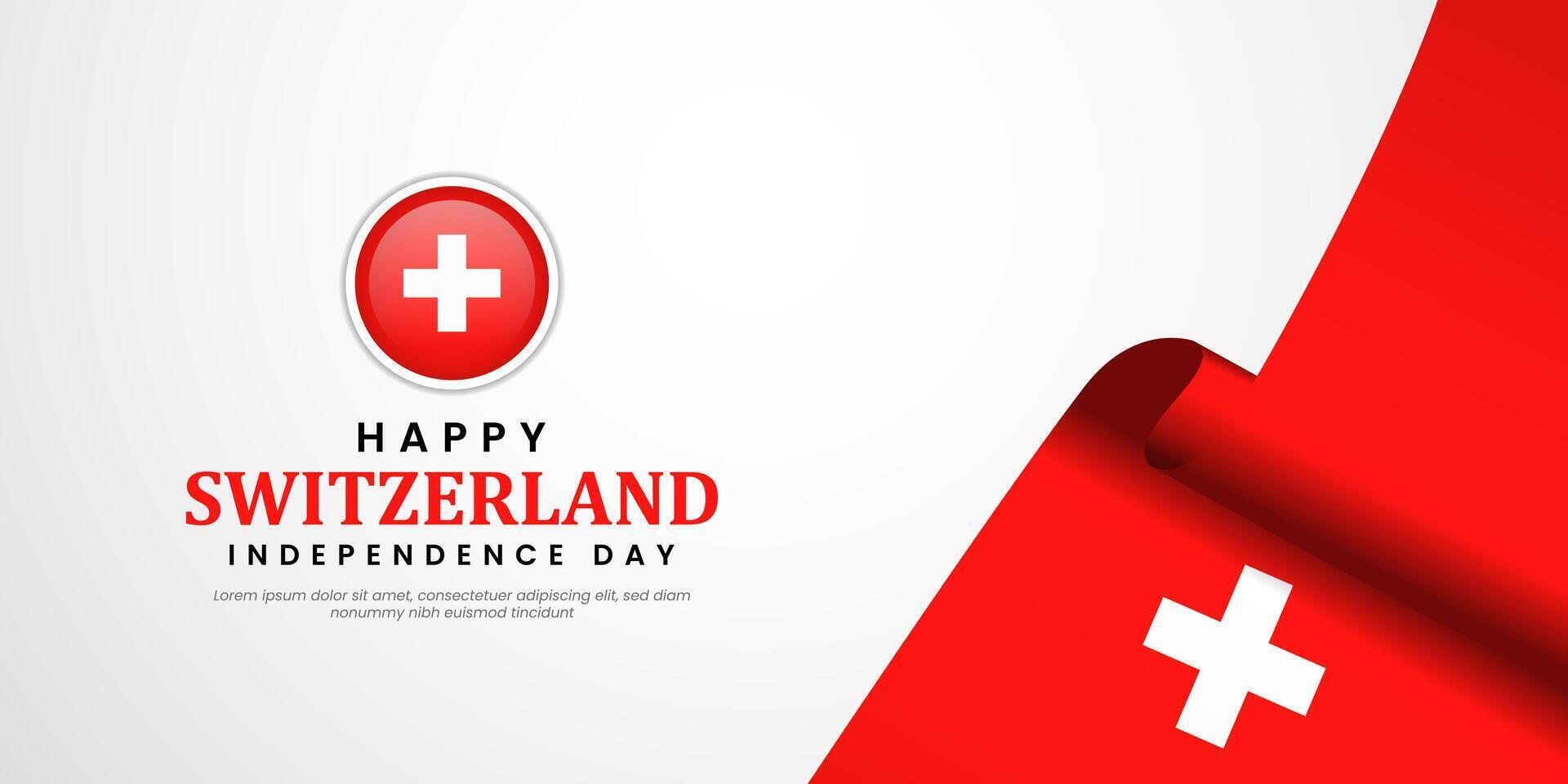 Happy Swiss Switzerland Independence Day 1 August with waving flags copy space background vector