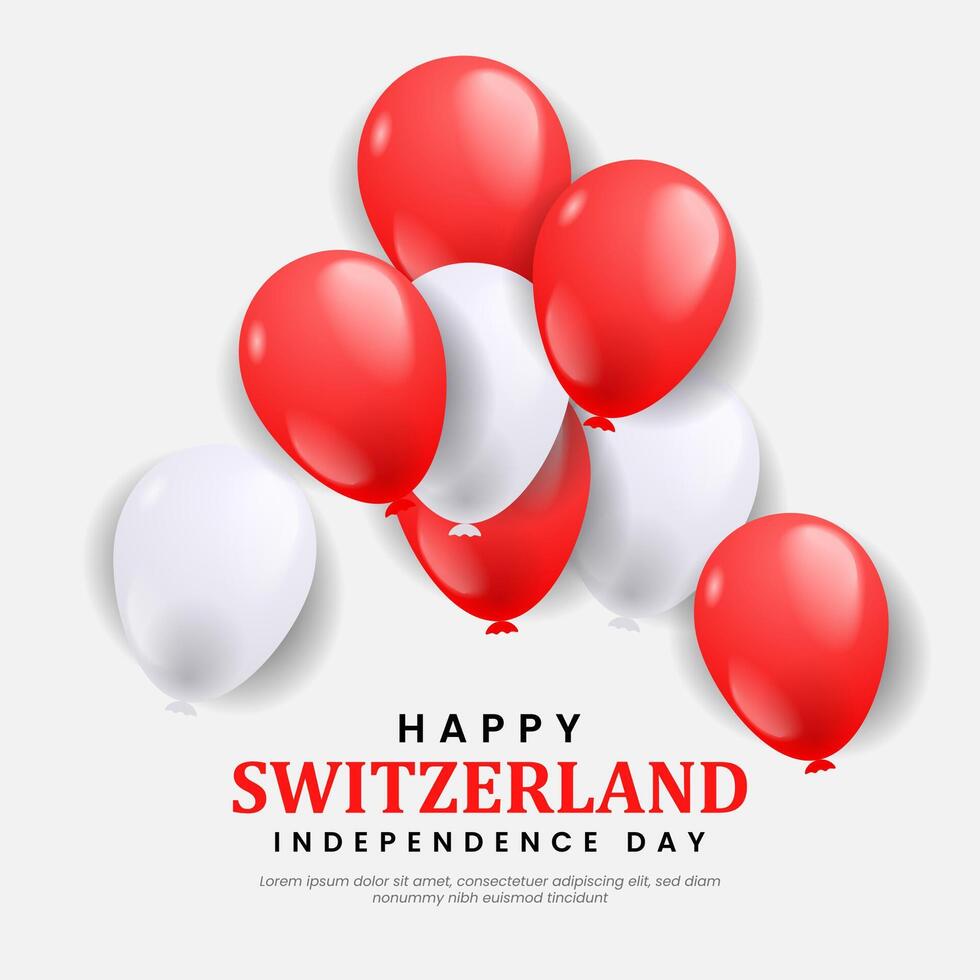 Swiss Switzerland independence day background with balloons illustration vector