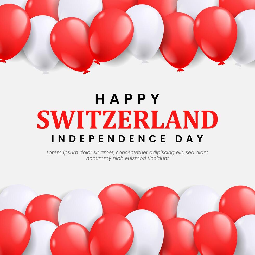 Swiss Switzerland independence day background with balloons illustration vector