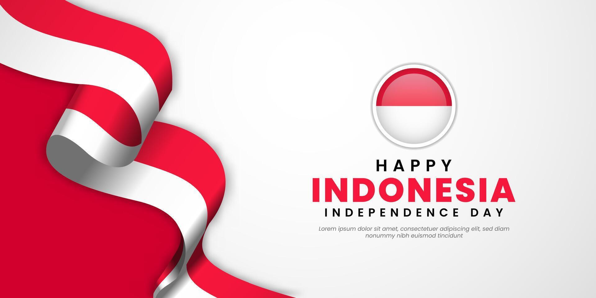Indonesia Independence Day 17 August with waving flags copy space background vector