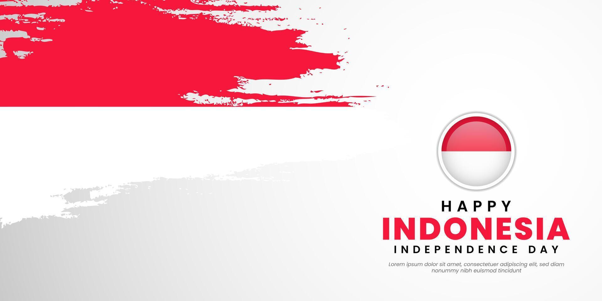 Indonesia Independence Day 17 August with waving flags copy space background vector