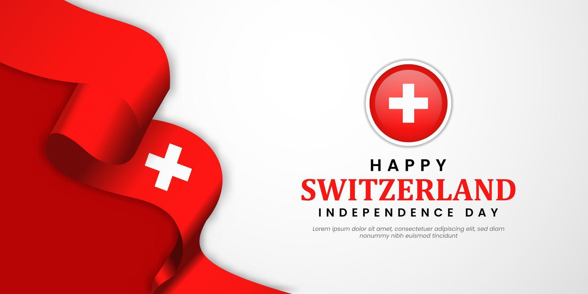 Happy Swiss Switzerland Independence Day 1 August with waving flags copy space background vector