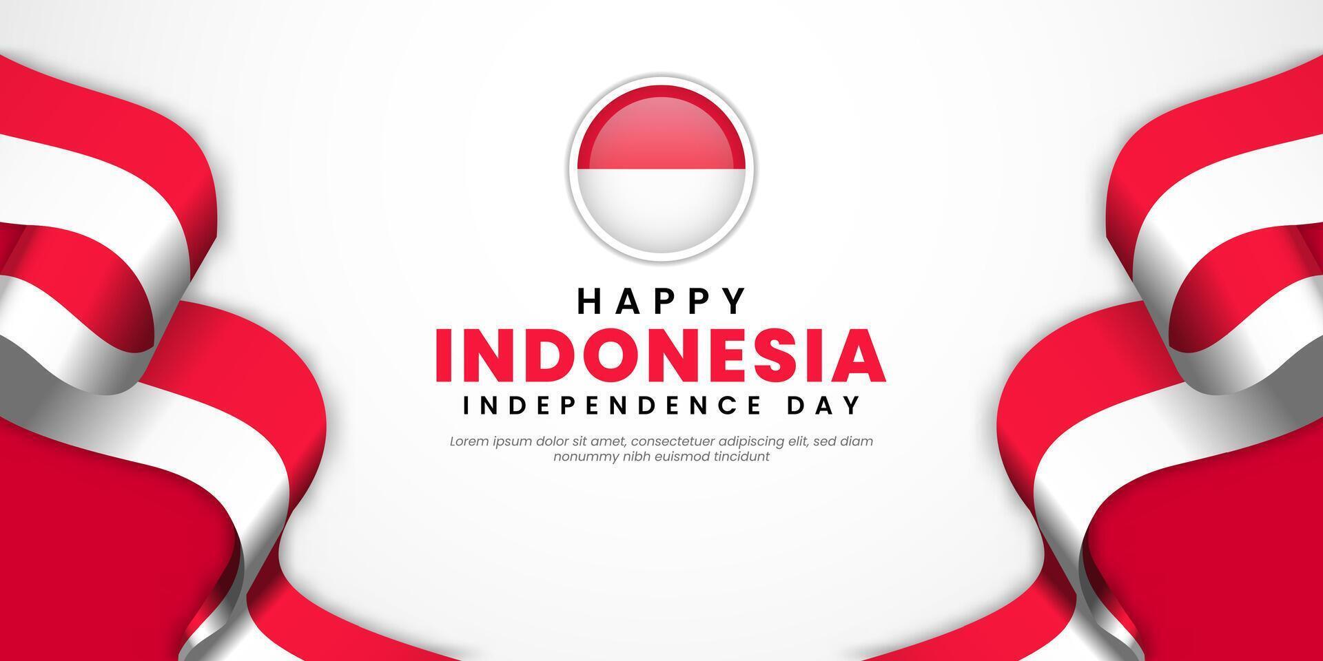 Indonesia Independence Day 17 August with waving flags copy space background vector