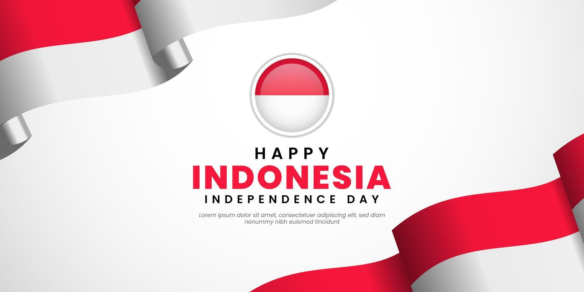 Indonesia Independence Day 17 August with waving flags copy space background vector