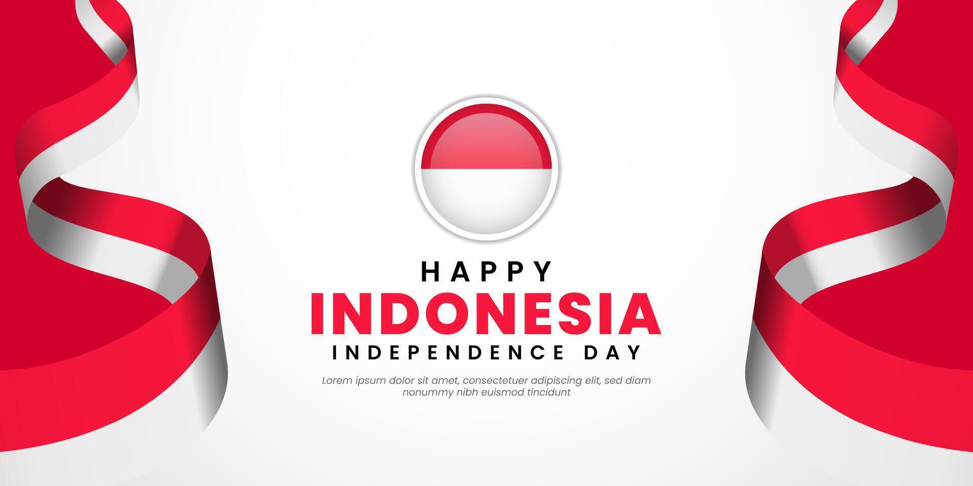 Indonesia Independence Day 17 August with waving flags copy space background vector