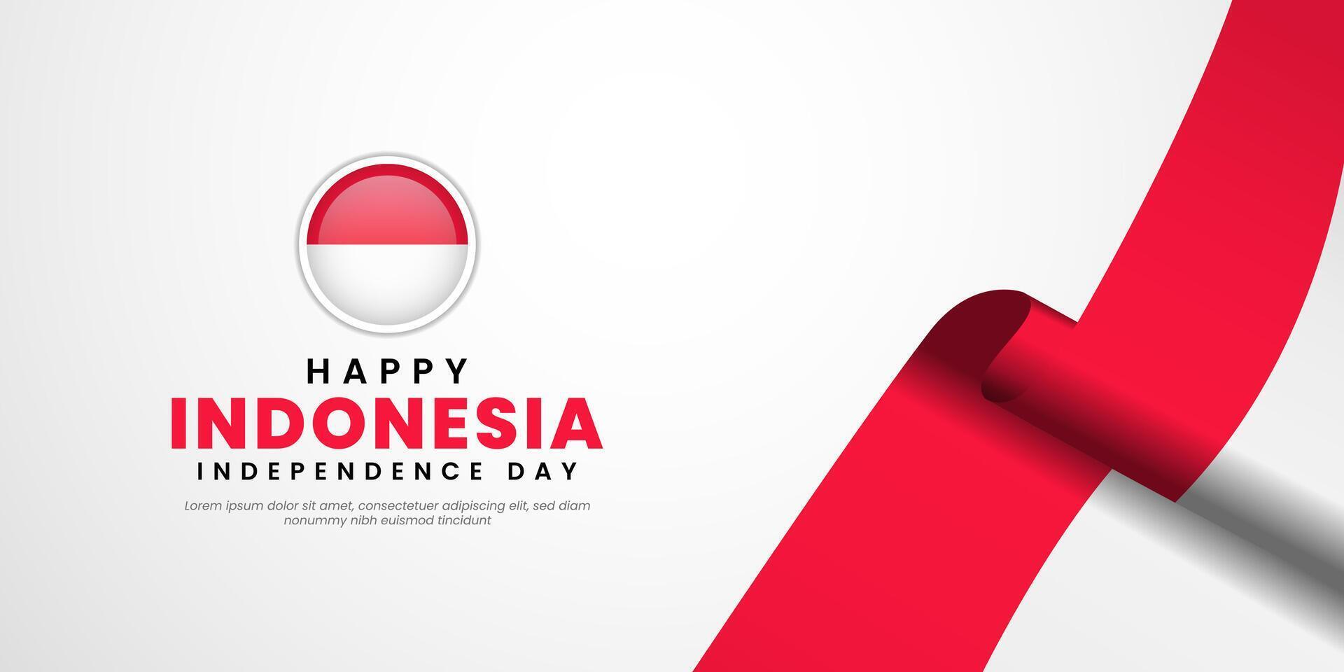 Indonesia Independence Day 17 August with waving flags copy space background vector