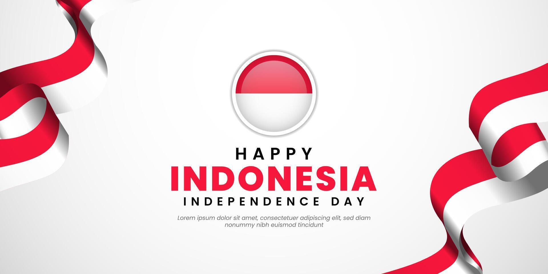 Indonesia Independence Day 17 August with waving flags copy space background vector