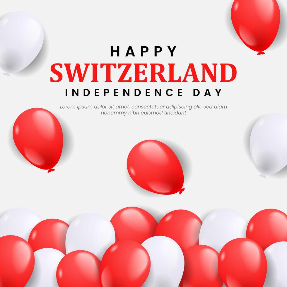 Swiss Switzerland independence day background with balloons illustration vector