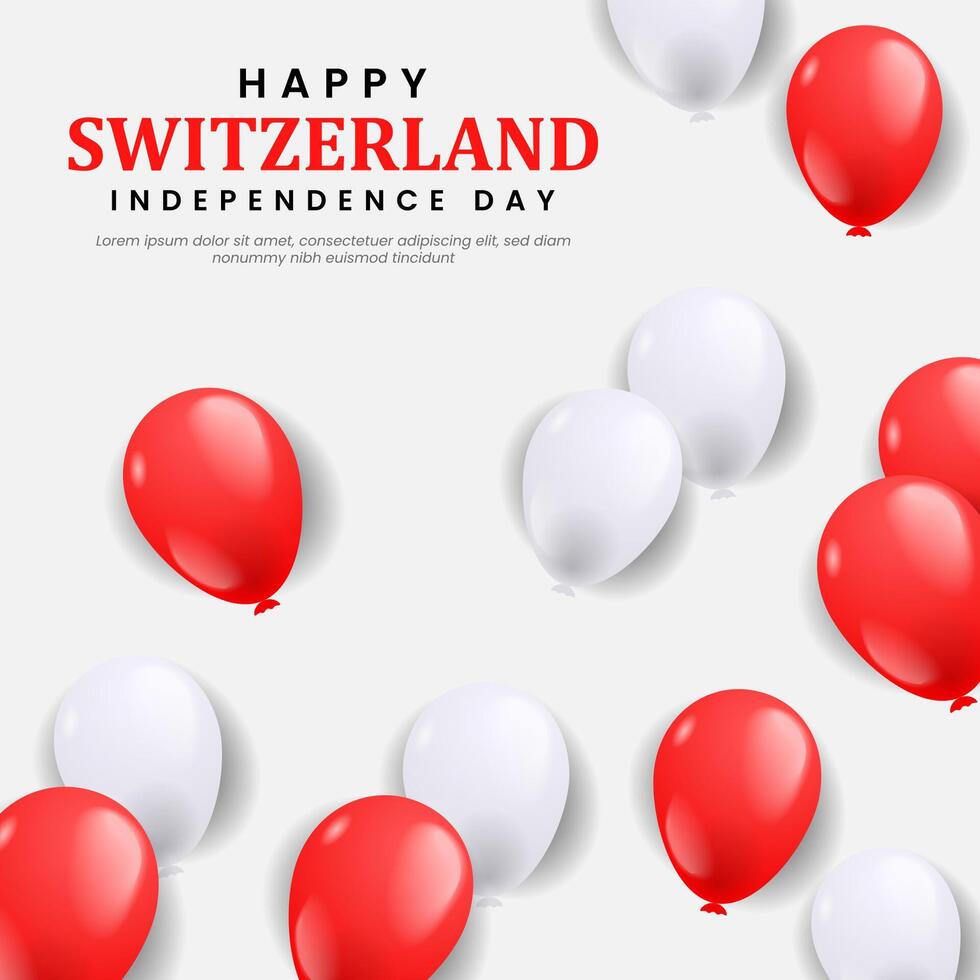 Swiss Switzerland independence day background with balloons illustration vector