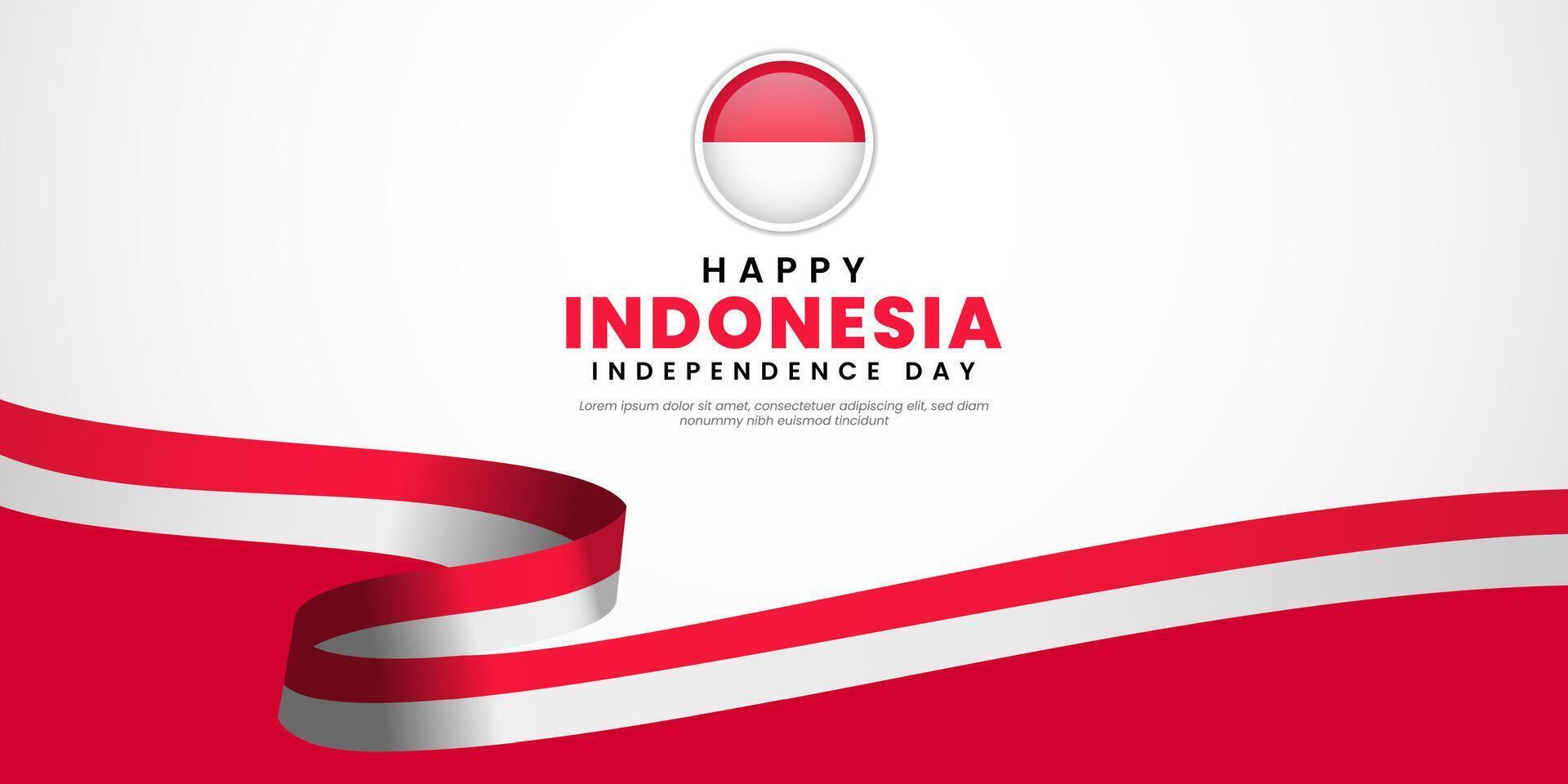 Indonesia Independence Day 17 August with waving flags copy space background vector