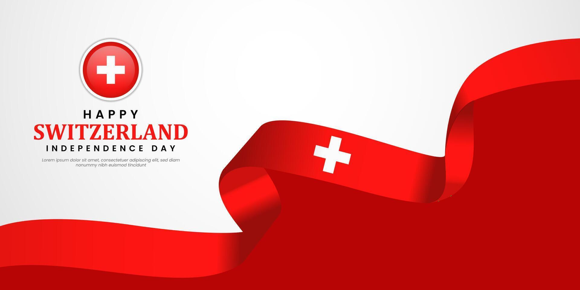 Happy Swiss Switzerland Independence Day 1 August with waving flags copy space background vector