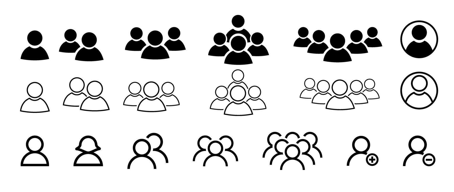 Line icons about people. Thin line icon set. Symbol collection in transparent background. Editable stroke. vector