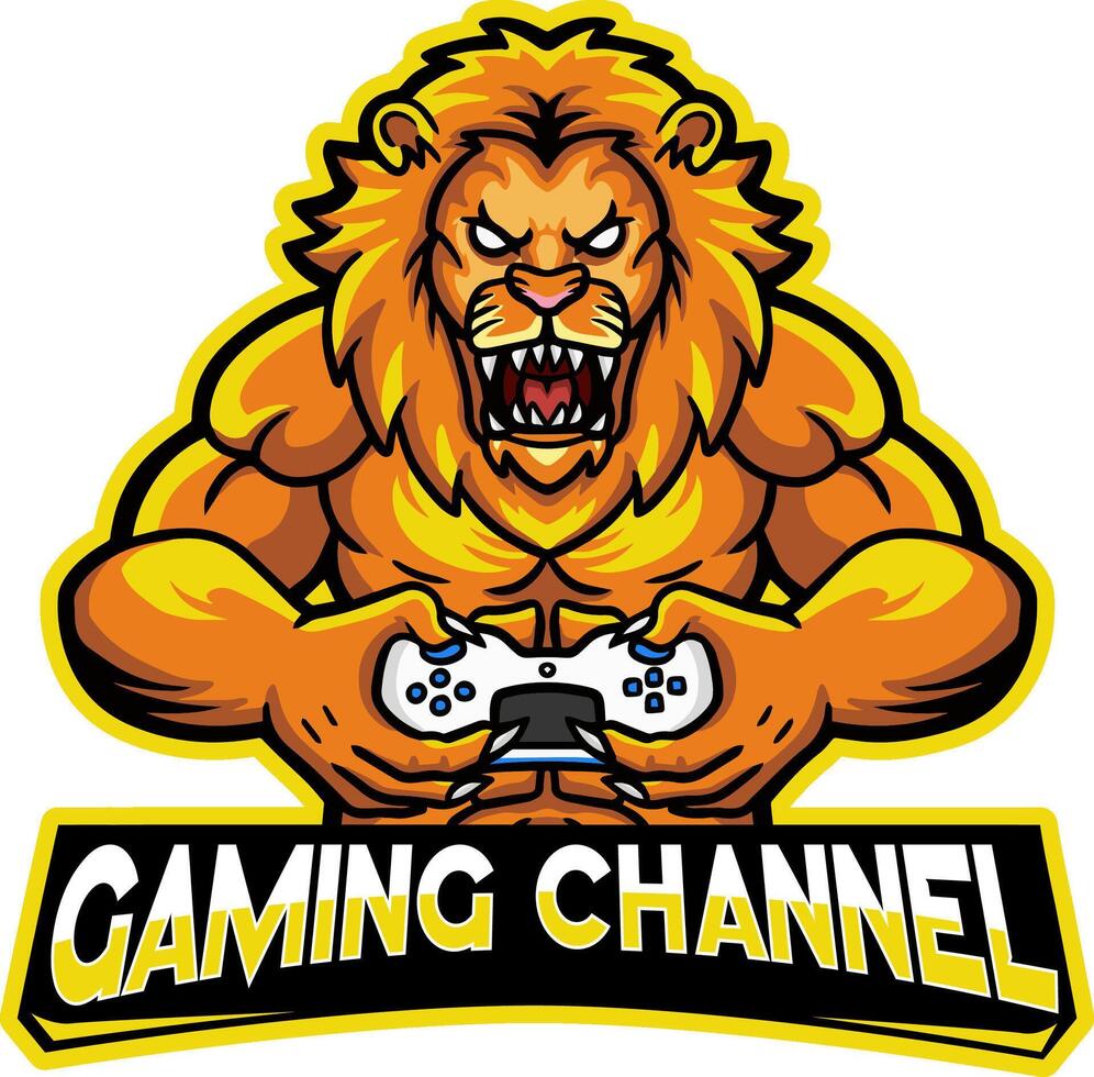 Lion mascot for gamer channel exclusive pro vector