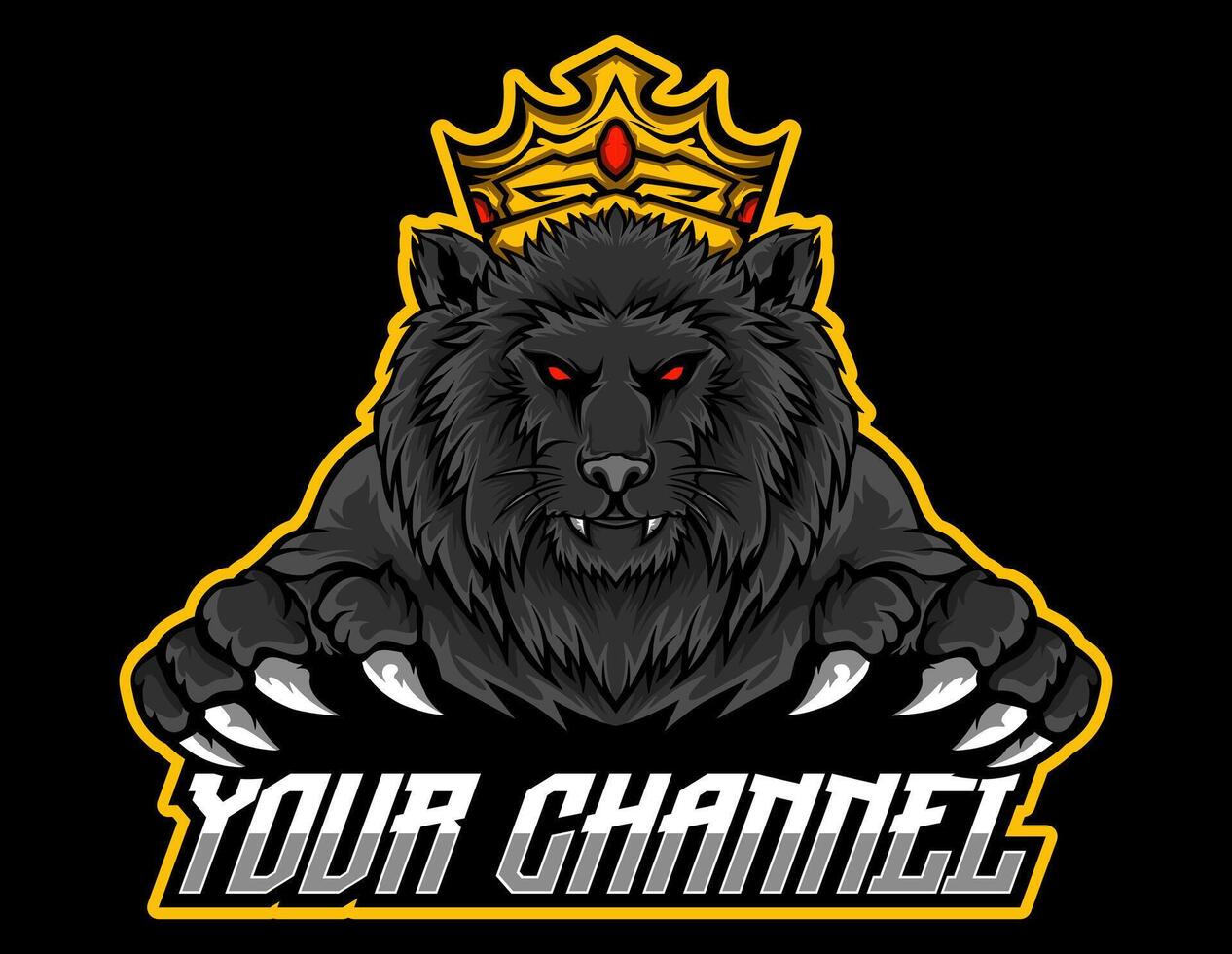 Lion king with crown logo mascot gaming esports vector