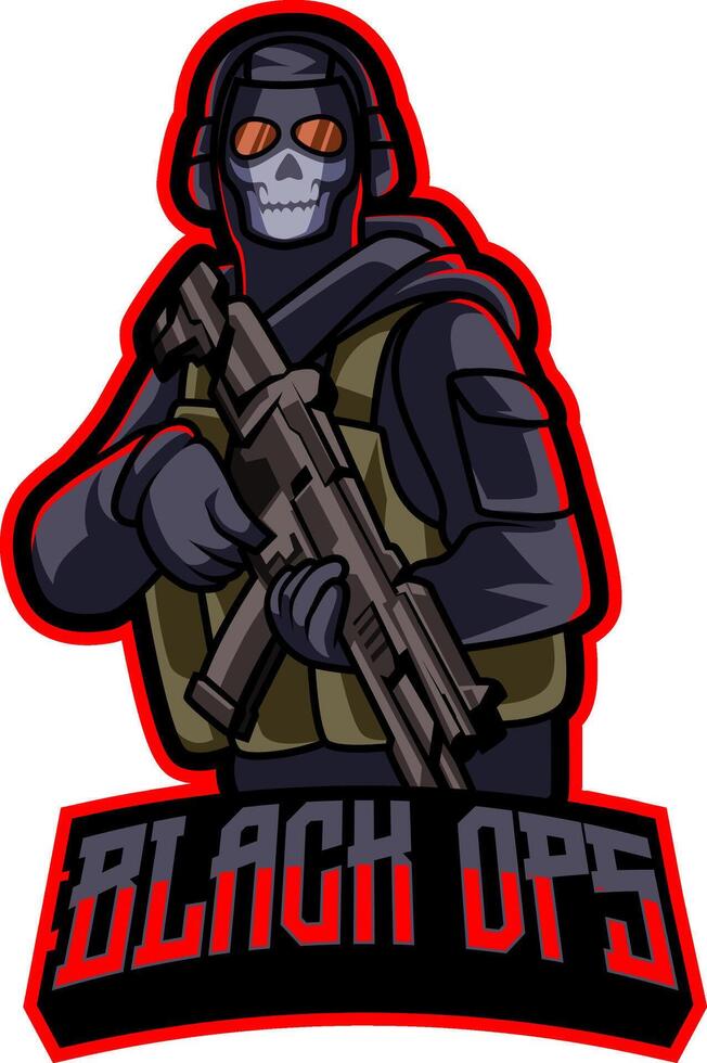 Mascot logo soldier army shooter character exclusive design vector