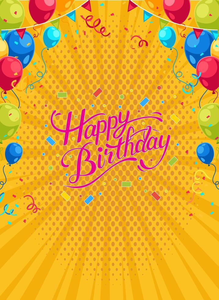 Background birthday themed comic pop art vector