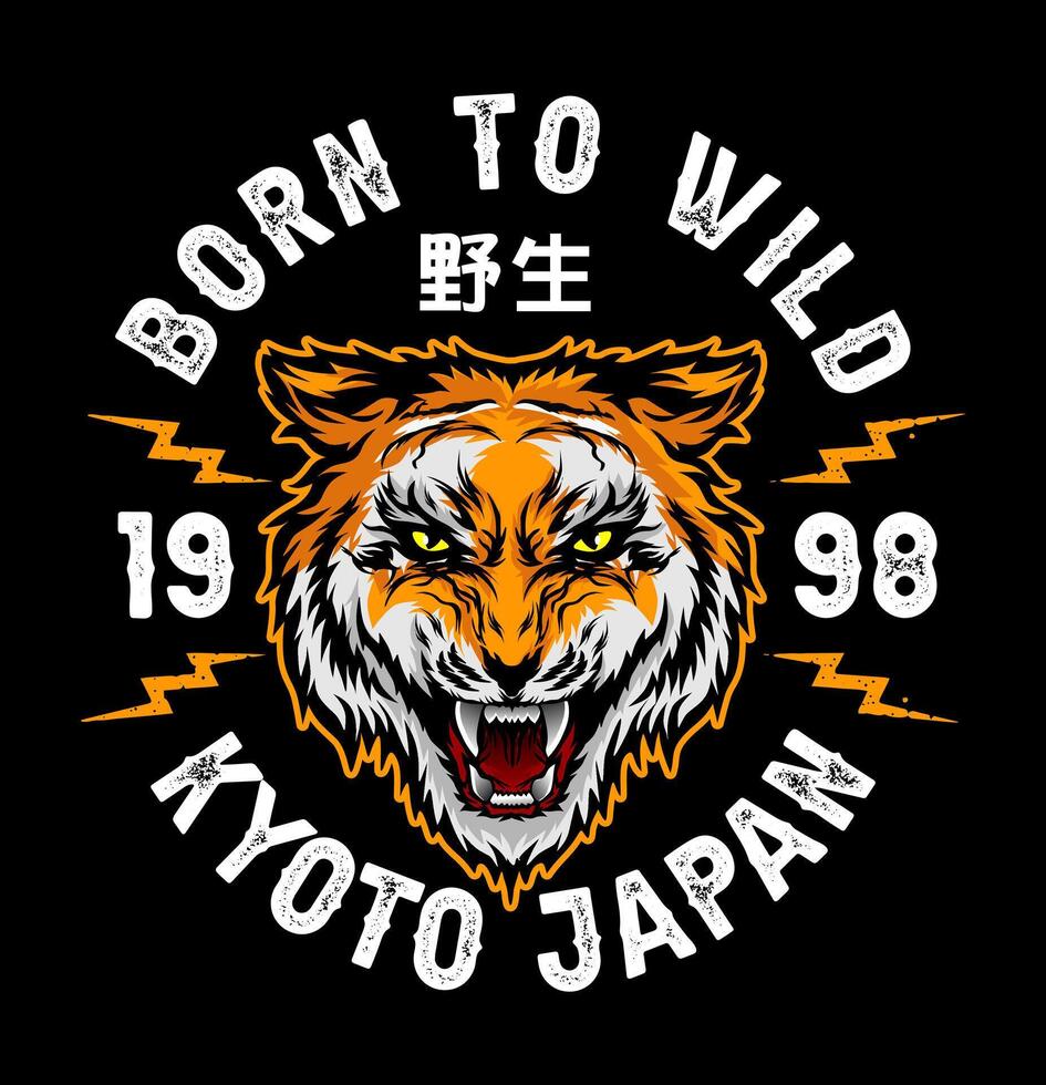 Born wild tiger kyoto japan Pro EPS file vector