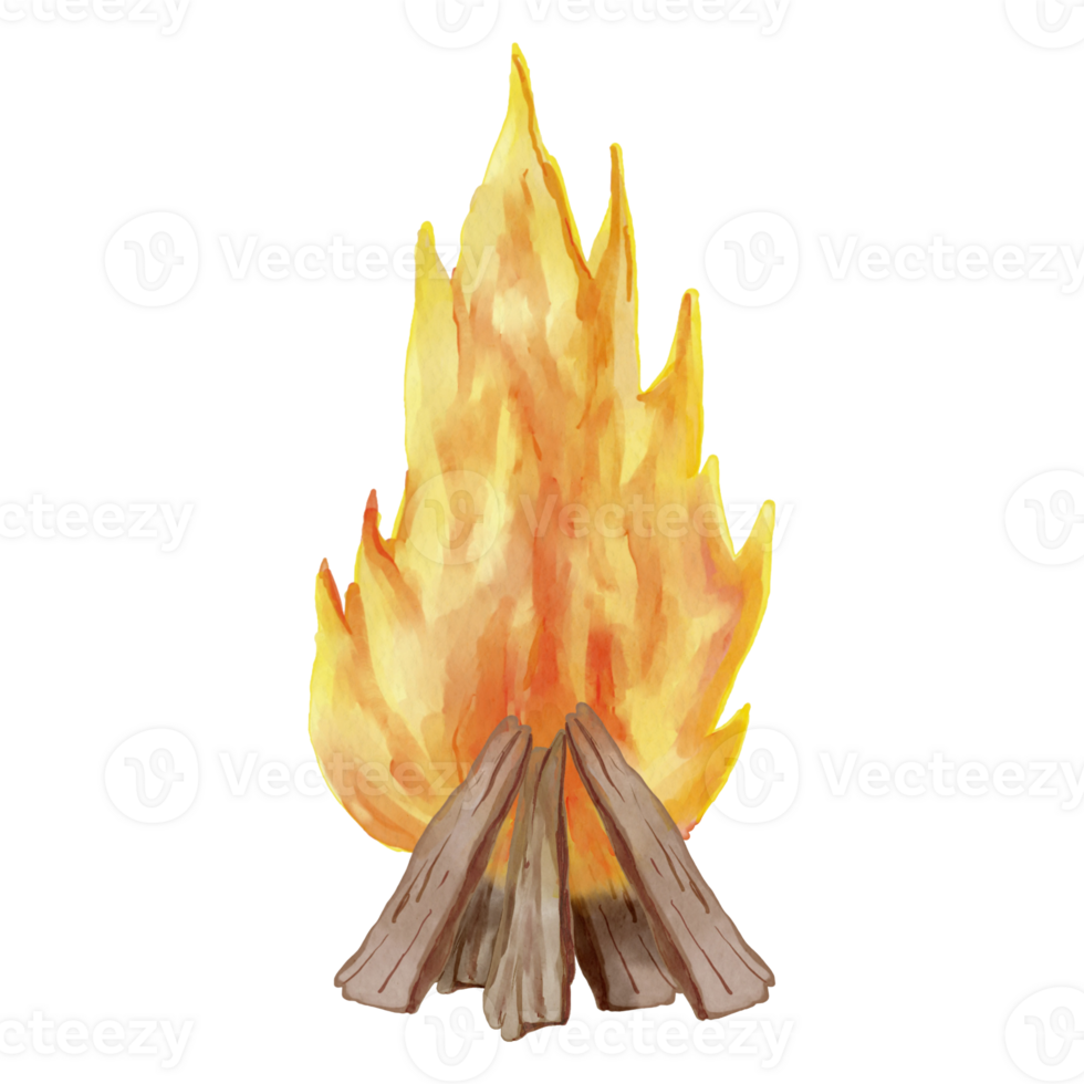 watercolor camp fire png