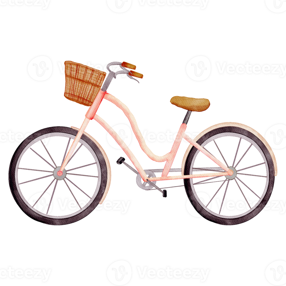 watercolor bicycle with wicker png
