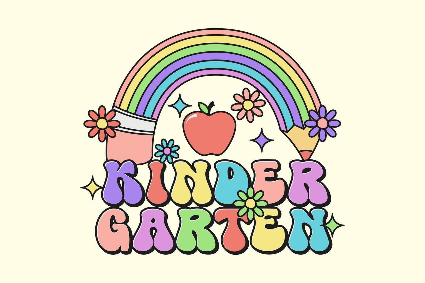 Kindergarten Boho Rainbow Isolated Background. vector