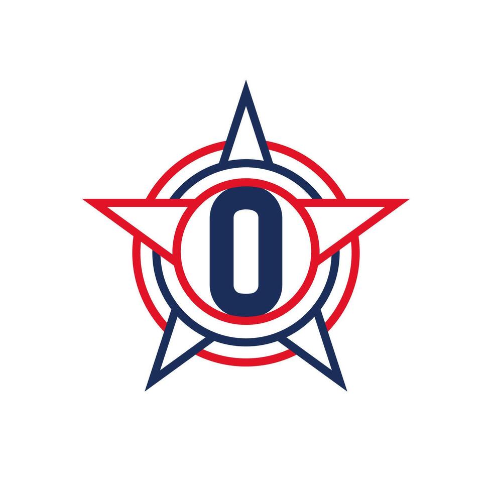 Letter O Star Logo Design. Patriotic O Logo concept inside Star vector