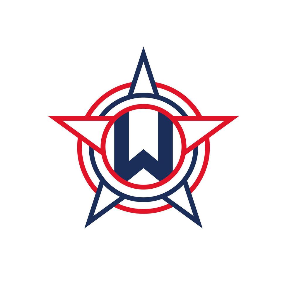Letter W Star Logo Design. Patriotic W Logo concept inside Star vector