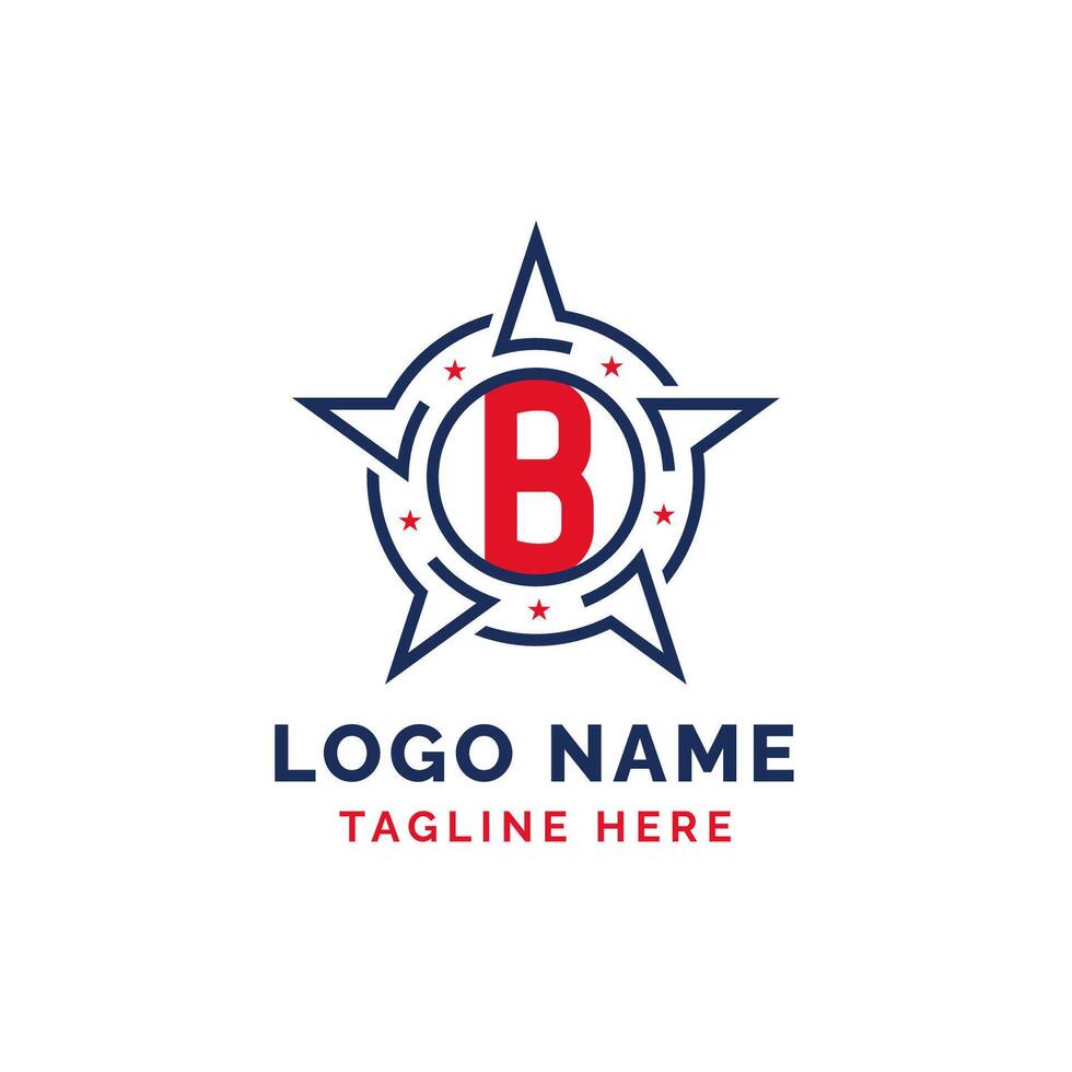 Letter B Star Patriotic Logo Design. Patriotic B Logo with Star vector