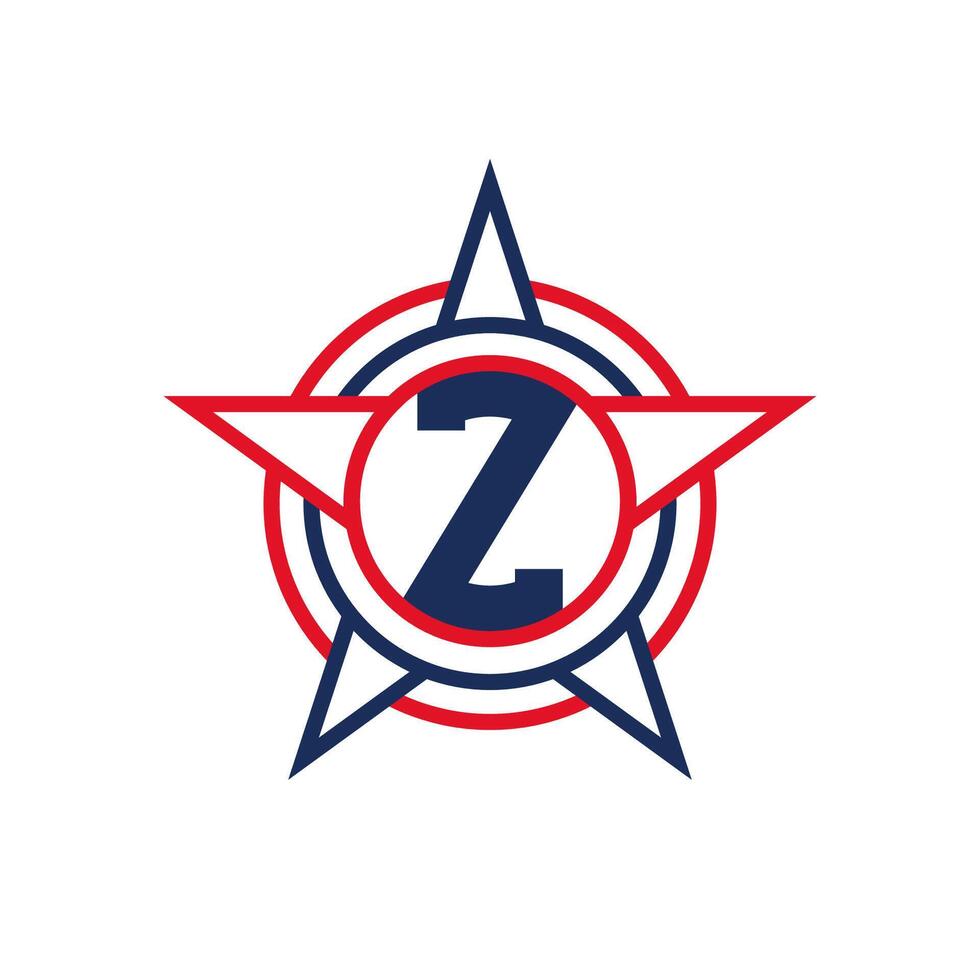 Letter Z Star Logo Design. Patriotic Z Logo concept inside Star vector