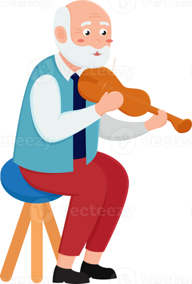 Elderly people play music with violin png