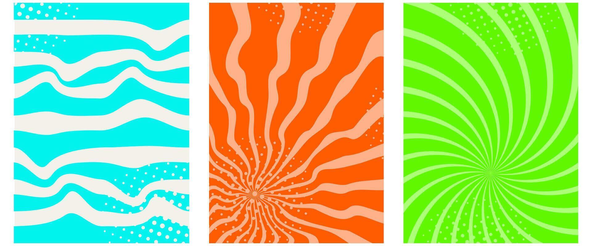 Groovy pop art backgrounds. Waves, swirl, twirl pattern. Twisted and distorted texture in trendy retro psychedelic style. Y2k aesthetic vector