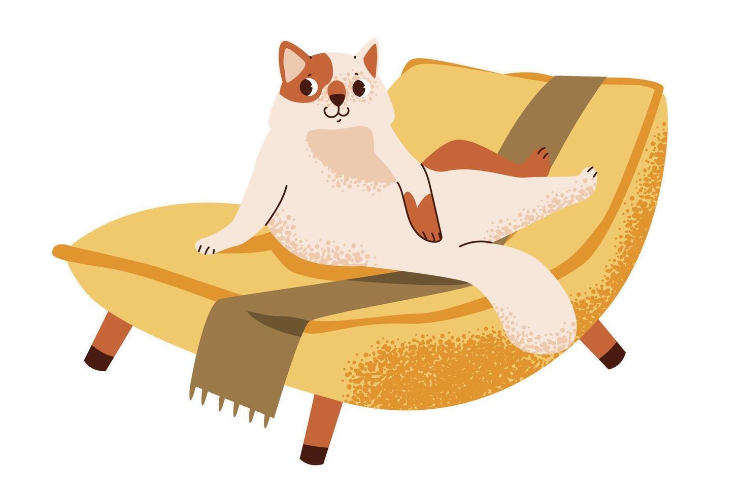 Cat on the chair. Resting cute cat. vector