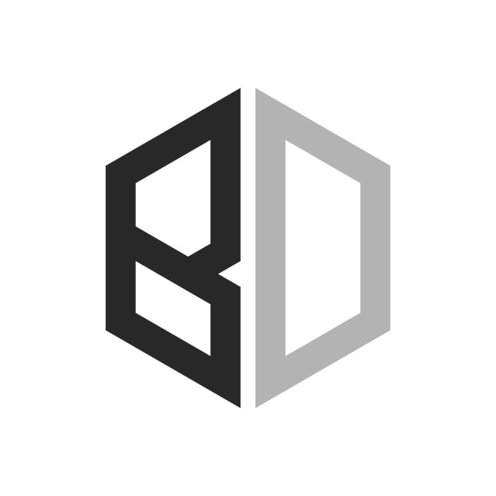 Modern Unique Hexagon Letter BD Logo Design Template. Elegant initial BD Letter Logo Concept vector
