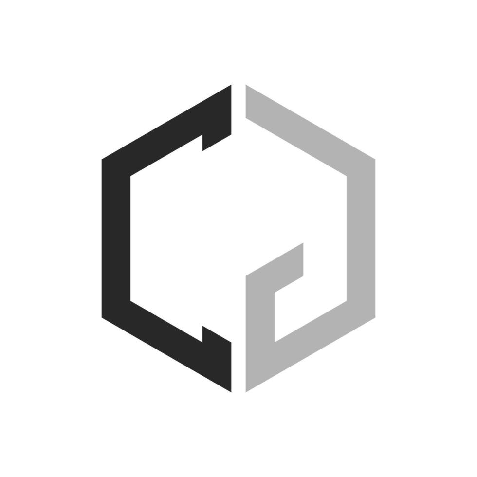 Modern Unique Hexagon Letter CJ Logo Design Template. Elegant initial CJ Letter Logo Concept vector