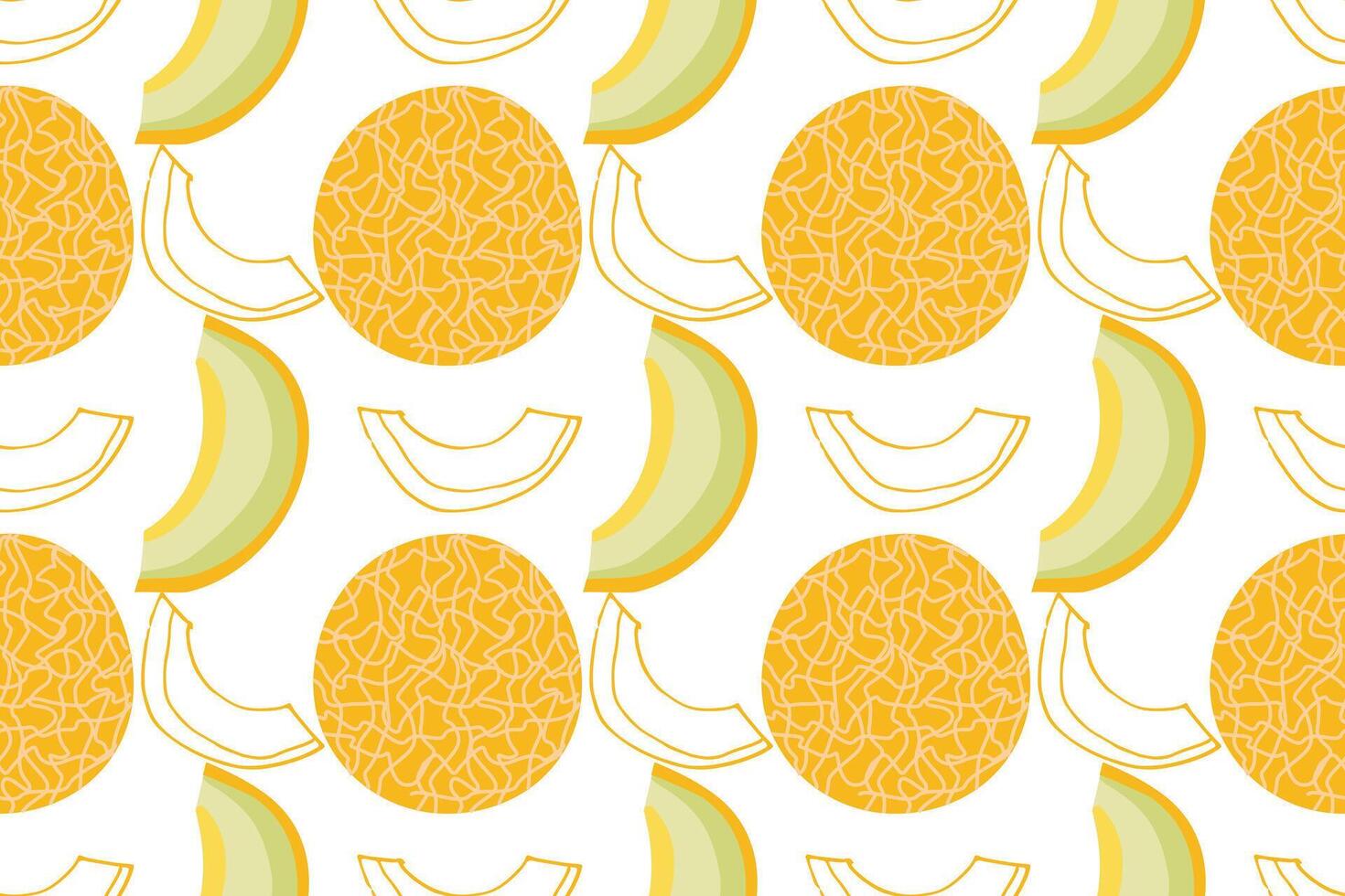 Summer fruits for healthy lifestyle. Cantaloup , whole fruit and slice. illustration cartoon flat icon isolated on white. Melon vitamins icon for your design. vector