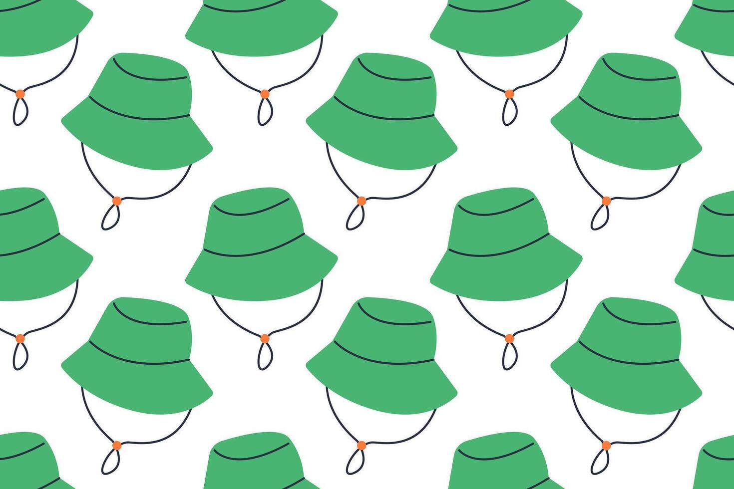 Camp hat pattern seamless background texture repeat wallpaper geometric on white . Hiking cap or travel and camping clothes for print. vector