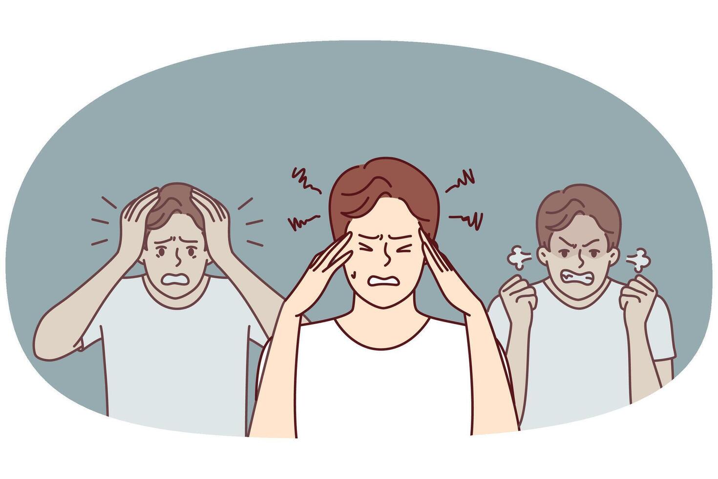 Man experiencing mental suffering and imbalance associated with age-related hormonal surges vector