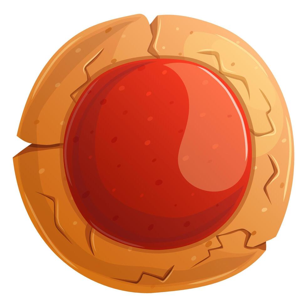 Homemade crispy cookie with jelly. Sweet shop cartoon design element isolated on white. vector