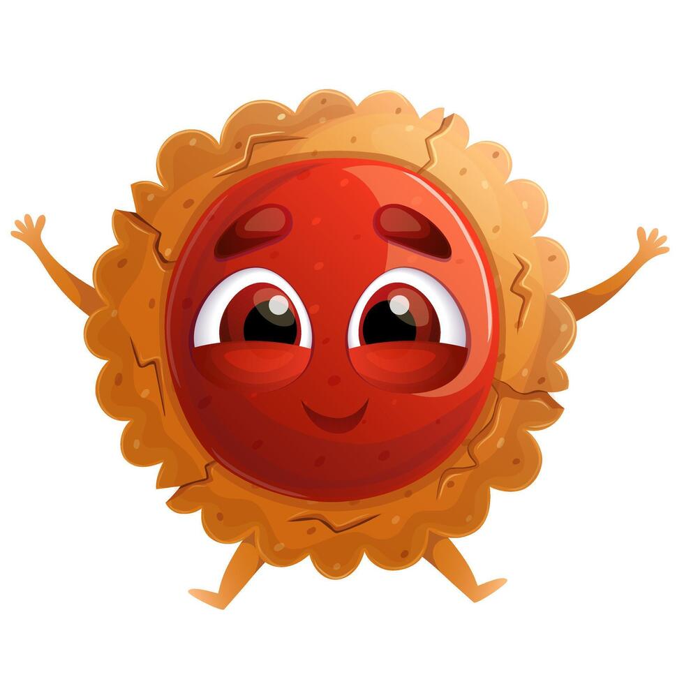 Cute smile traditional sweet cookie mascot. Illustration for print, postcard design isolated on white. vector