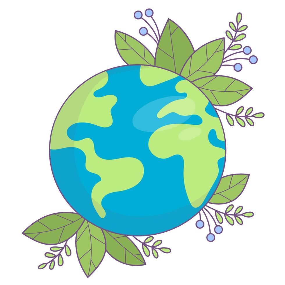 Planet Earth with leaves vector